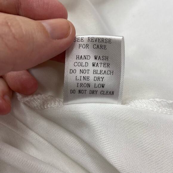 One The Land Halter Dress‎ Women's Large White Black Lace Gauzy Tiered Keyhole - Picture 9 of 14